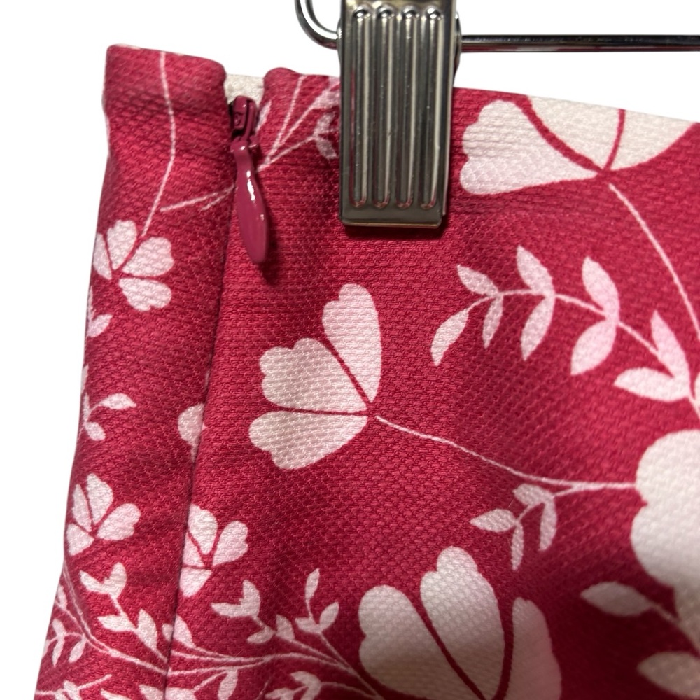 Ann Taylor LOFT Red White Floral Border Print Cotton Skirt Size 6 #43 - Picture 6 of 8